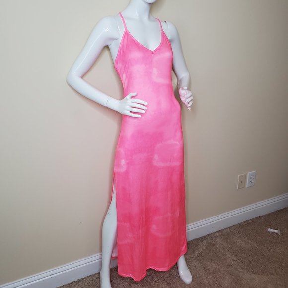 True Rock Hot Pink Scoop Neck Maxi Dress SZ L - Picture 3 of 11